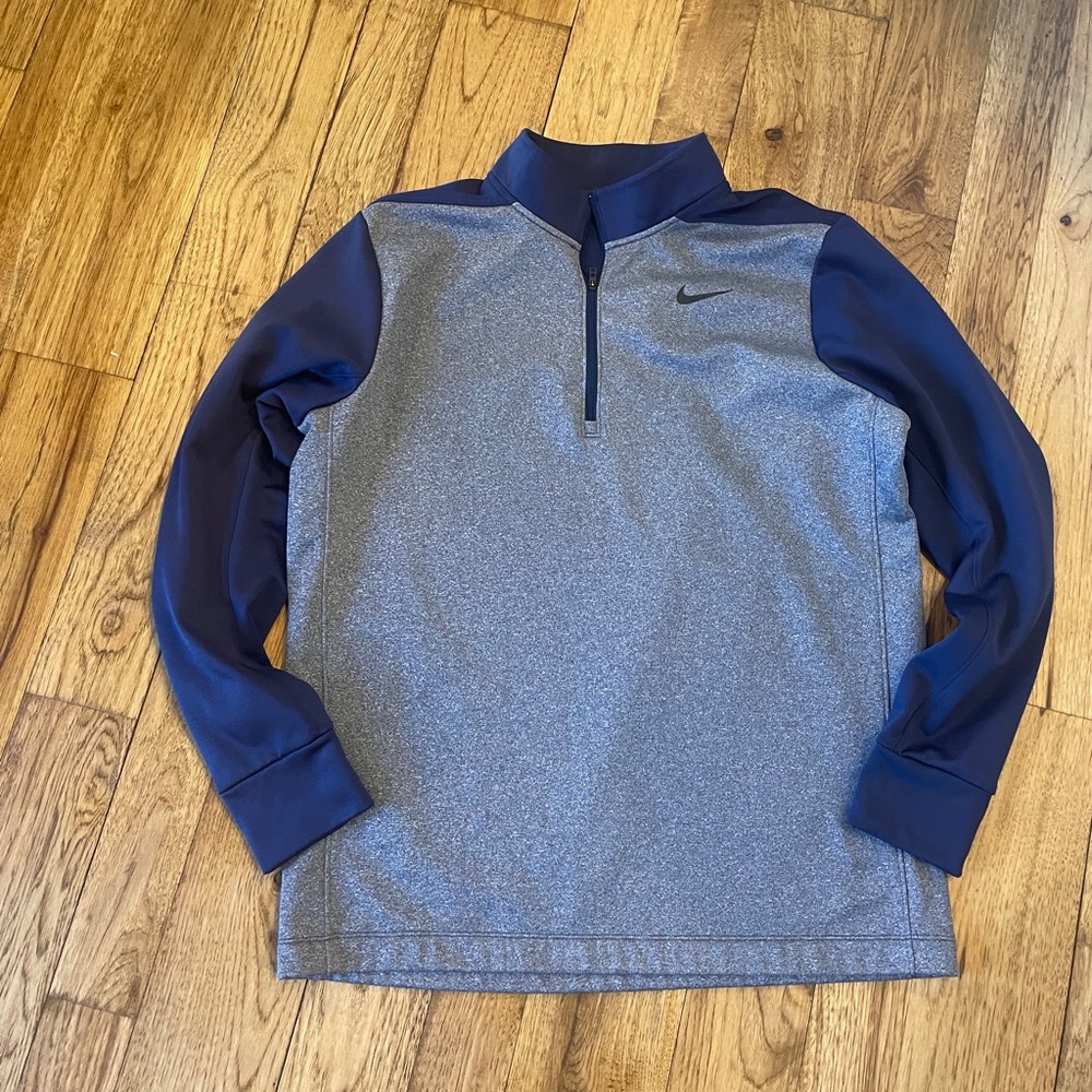 Nike Men's Zip Up Sweater - Gray and Navy